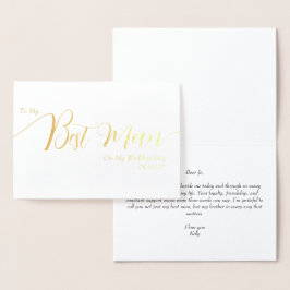 To My Best Man on My Wedding Day Elegant Script Folienkarte