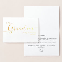 To My Grandma On My Wedding Day Elegant Script Folienkarte