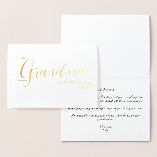 To My Grandma On My Wedding Day Elegant Script Folienkarte (Anzeige)
