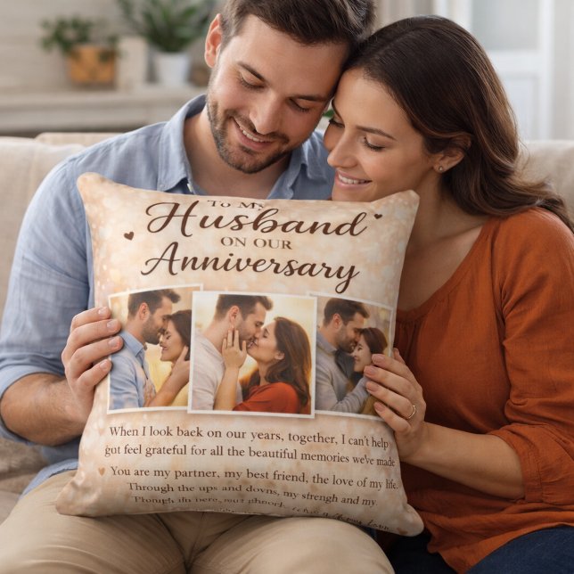 To My Husband Anniversary Romantic Photo Collage Kissen (Von Creator hochgeladen)
