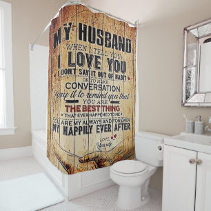 To My Husband Decor, Love Quotes Letter Duschvorhang