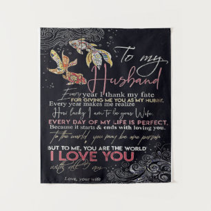 To My Husband Letter Father’s Day Present Wird Wandteppich