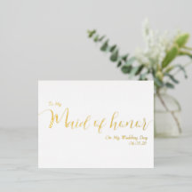 To My Maid of Honor My Wedding Day Elegant Script