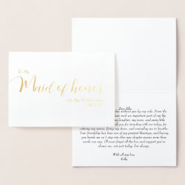 To My Maid of Honor My Wedding Day Elegant Script Folienkarte