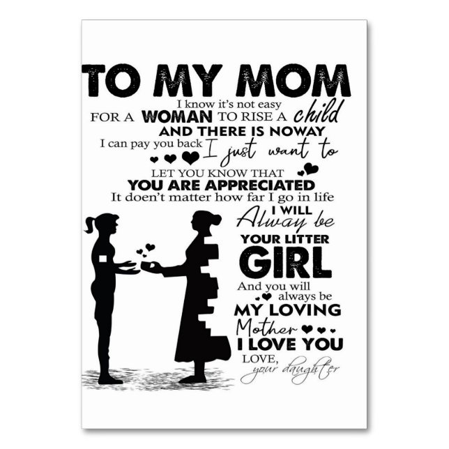 To My Mom Home Decor | Gift For Holiday Tischnummer (Vorderseite)