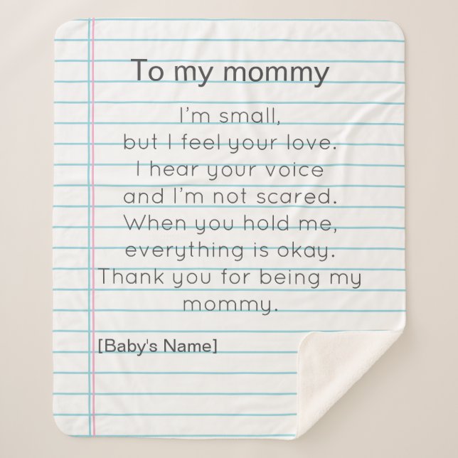 To My Mommy for First Mother's day personalized  Sherpadecke (Vorderseite)