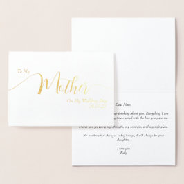 To My Mother on My Wedding Day Elegant Script Folienkarte
