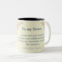 To My Sister – Custom Photo Coffee Mug