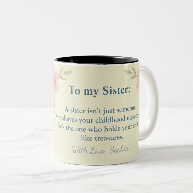 To My Sister – Custom Photo Coffee Mug Zweifarbige Tasse (VorderseiteRechts)