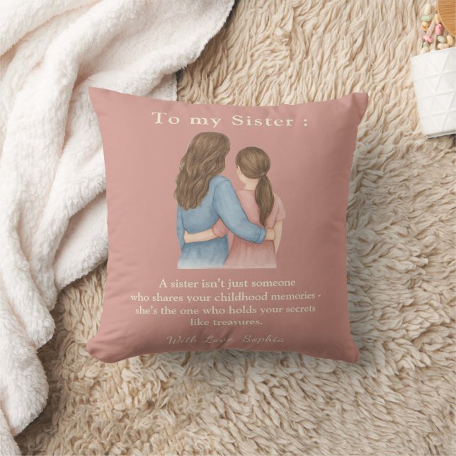 To My Sister – Custom Photo & Message Pillow Kissen (Decke)