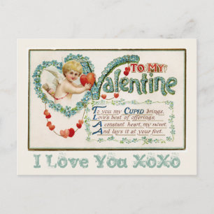 To My Valentine Cupid Custom Postcard Feiertagspostkarte