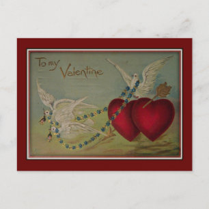 To My Valentine Hearts & Doves Valentine Postcard Feiertagspostkarte