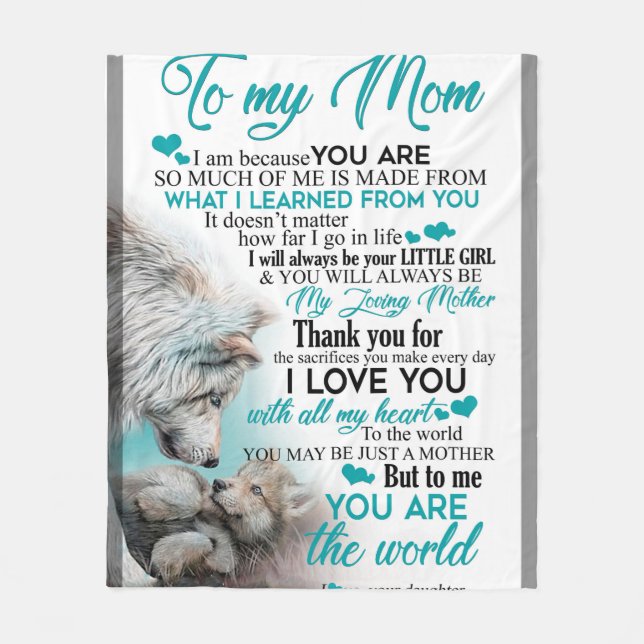 To My Wolf Mom blanket, gift for mom blanket Fleecedecke (Vorderseite)