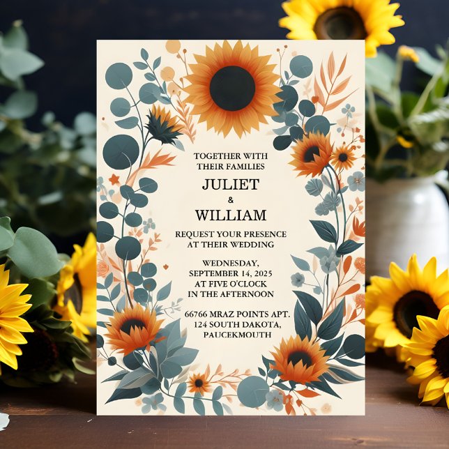 To Plants Rustic Garden Greenery Sunflower Wedding Einladung (Von Creator hochgeladen)