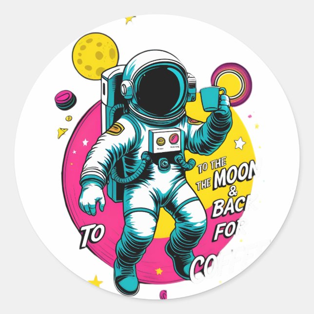 To The Moon and Back Astronaut Sticker – Retro Spa (Vorderseite)