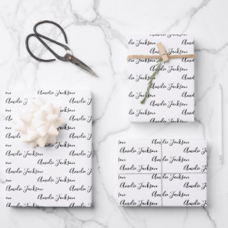 To Your Name Modern Handwriting White Black Red Geschenkpapier Set