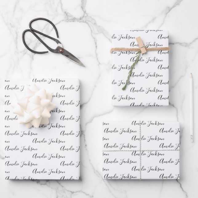 To Your Name Modern Handwriting White Black Red Geschenkpapier Set (Vorderseite)