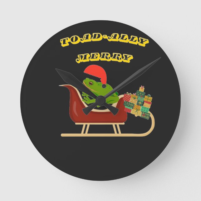 Toad-ally Merry Frog Christmas Tee Runde Wanduhr (Vorderseite)