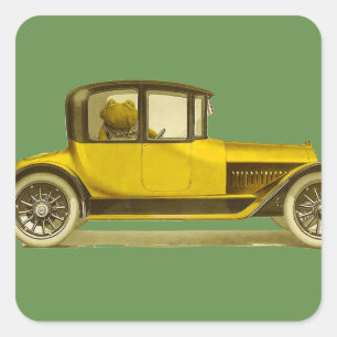 Toad in a car Wind in the Willows Quadratischer Aufkleber