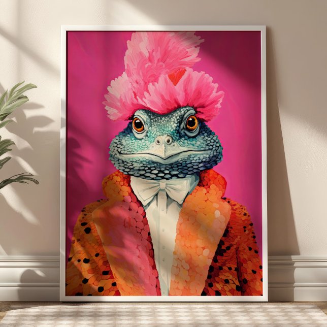 Toad in Funky Anzugs Animal Fashion Art Pink Poster (Von Creator hochgeladen)