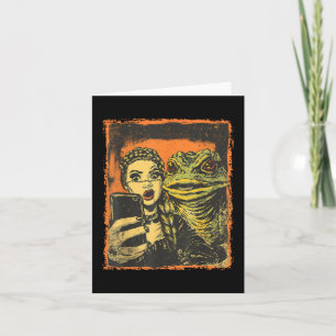 Toad Monster Selfie mit Goth Girl Horror Comic Gr Karte