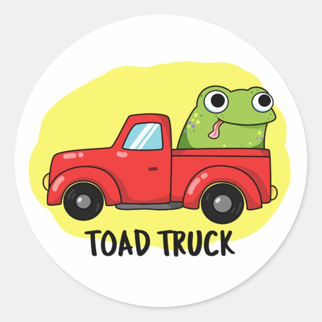 Toad Truck Funny Tow Truck Puff Runder Aufkleber (Vorderseite)