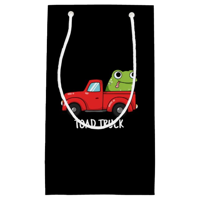 Toad Truck Funny Tow Truck Pun Dark BG Kleine Geschenktüte (Vorderseite)