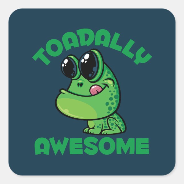 Toadal Phantastisch Happy Cartoon Toad Quadratischer Aufkleber (Vorderseite)
