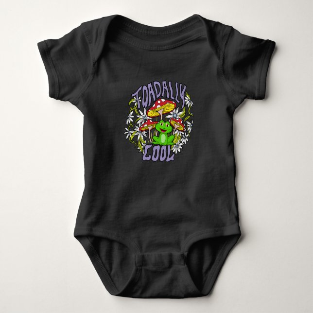 ToadalCoole Blüten- und Froschtypografie Baby Strampler (Vorderseite)