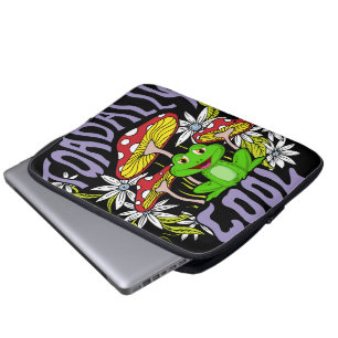 ToadalCoole Blüten- und Froschtypografie Laptopschutzhülle