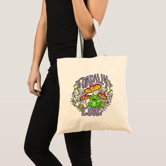 ToadalCoole Blüten- und Froschtypografie Tragetasche (Vorderseite (Produkt))