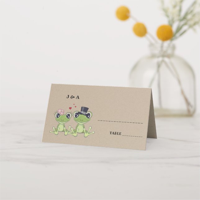 Toadett in Liebe Frog Wedding Table + Menu Card Platzkarte (Vorderseite)