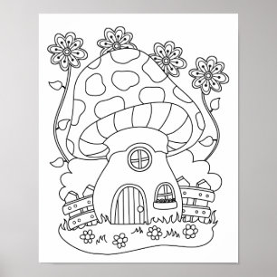 Toadstool Fairy House Farbe Ihre eigene Poster
