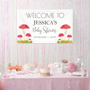 Toadstool Mushroom Baby Dusche Begrüßungszeichen Banner
