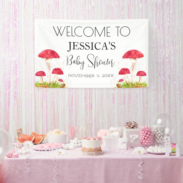 Toadstool Mushroom Baby Dusche Begrüßungszeichen Banner (Party)