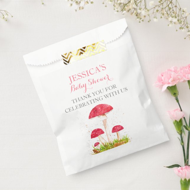 Toadstool Mushroom Wasserfarbe Niedlich Babydusche Geschenktütchen (Versiegelt)