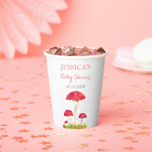 Toadstool Mushroom Wasserfarbe Niedlich Babydusche Pappbecher