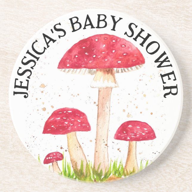 Toadstool Pilzwald Aquarell Rote Natur Getränkeuntersetzer (Vorne)