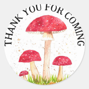 Toadstool Pilzwald Aquarell Rote Natur Runder Aufkleber