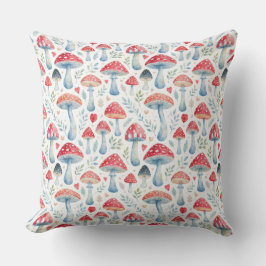 toadstool story in watercolor pattern throw pillow kissen