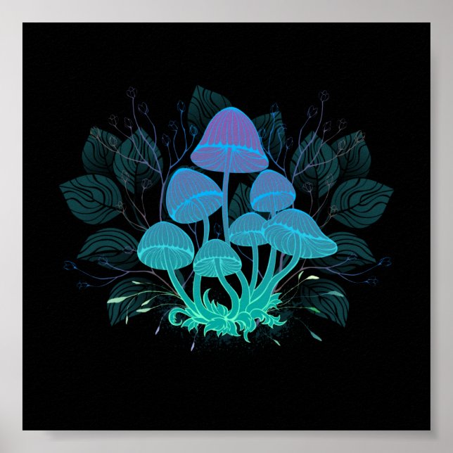 Toadstools in Bushes Poster (Vorne)