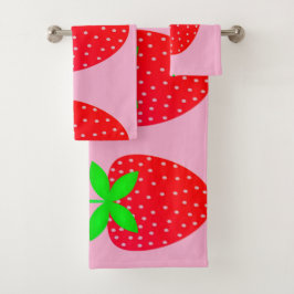 Toalha estampada morangos badhandtuch set