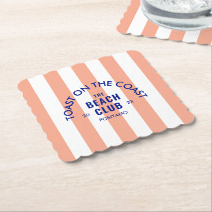 Toast an der Küste Der Beach Club rosa Streifen Untersetzer