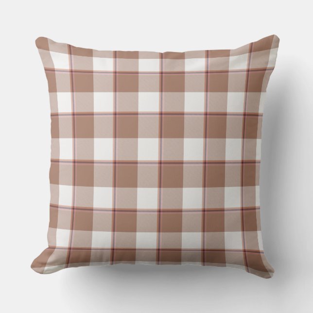 Toast Brown and Athens Gray Plaid Kissen (Vorderseite)