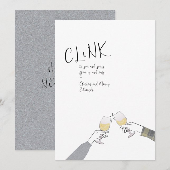 Toast Card Holiday - "Clink" Weinglas Cheers (Vorne/Hinten)