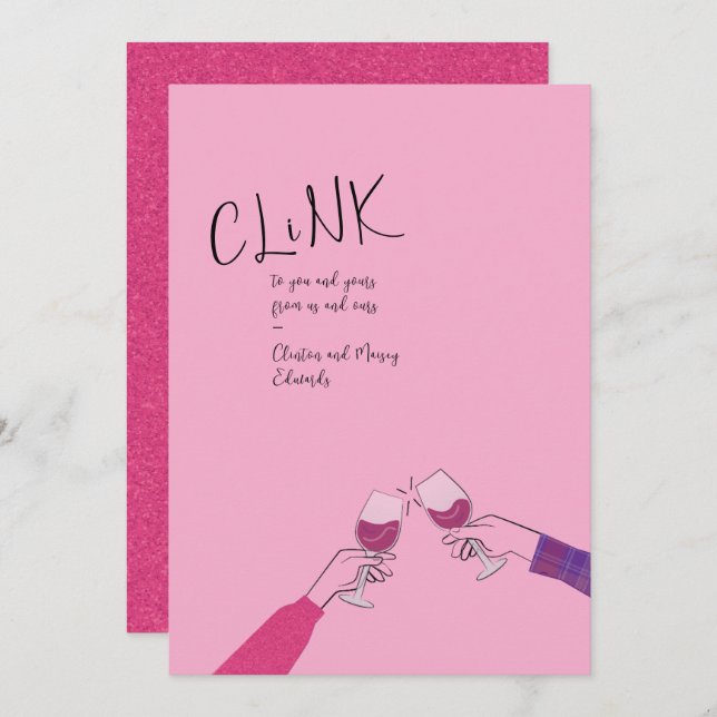 Toast Card Holiday - "Clink" Weinglas Cheers (Vorne/Hinten)