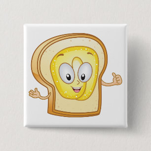 Toast-Cartoon-Charakter Glückliches Brot Button