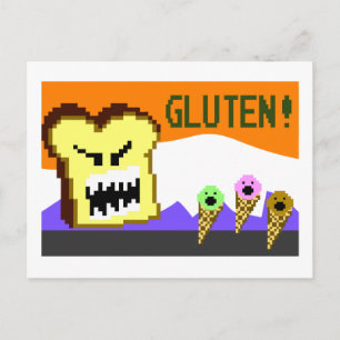 Toast, die Glutengefahr: 8-Bit-Stil Postkarte