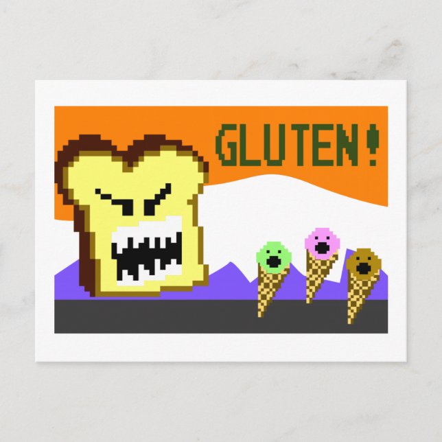 Toast, die Glutengefahr: 8-Bit-Stil Postkarte (Vorderseite)