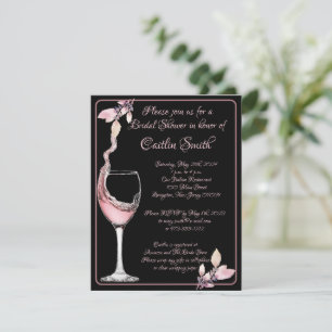 Toast formales Schwarz-Rose-Brautparty Einladung